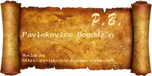 Pavlekovics Bogdán névjegykártya